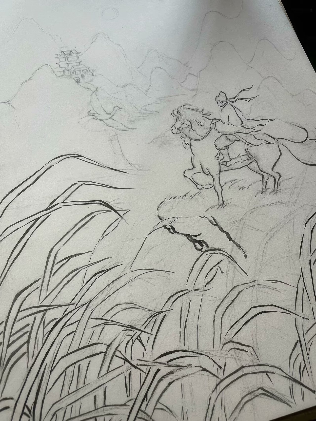 插画作品:《登鹳雀楼》