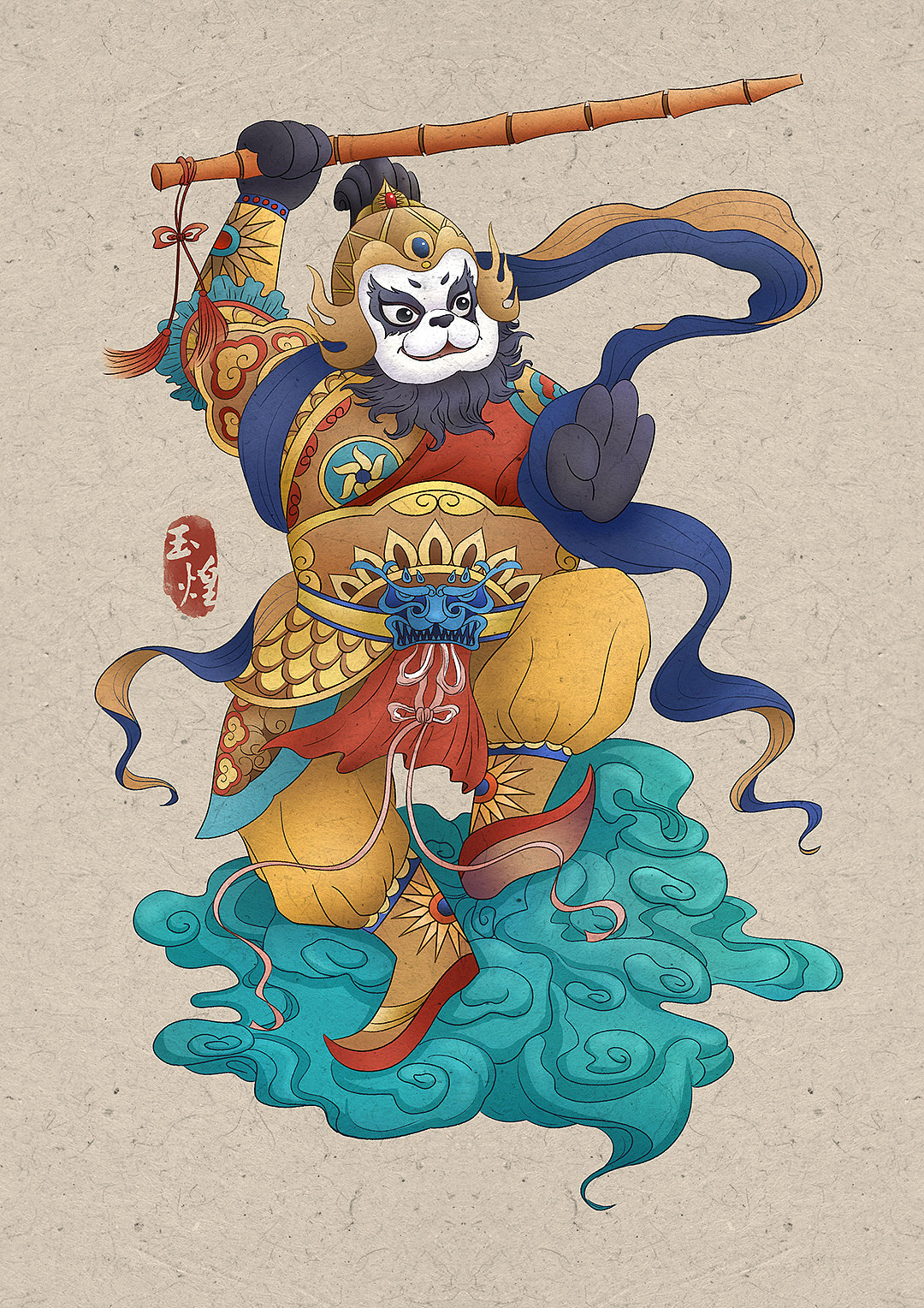 桐门国风人物插画汇总——财神美食篇（图ZMjY2MDMzNTg0） - 商业插画 - 站酷设计师鱼雨桐原创素材 - 站酷ZCOOL