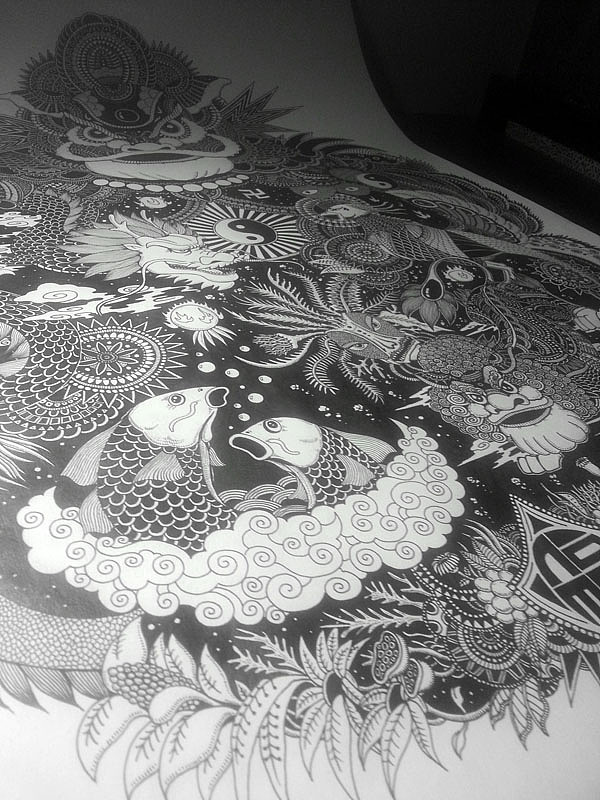 2开大画《最炫中国风》附绘制过程（图ZMTc0MjI3NjQ=） - 新锐潮流插画 - 站酷设计师墩小贤原创素材 - 站酷ZCOOL