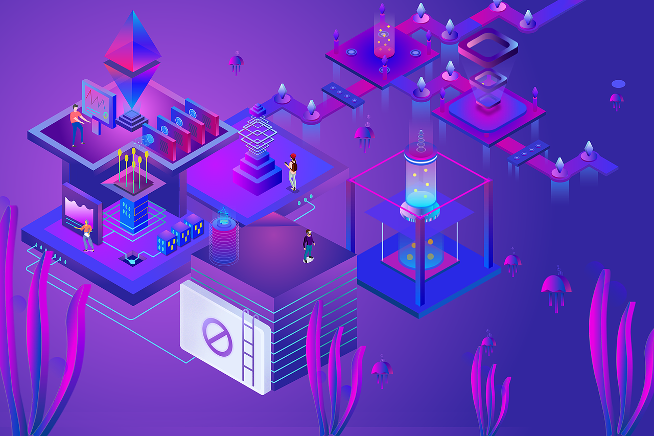 海洋科技插画（图ZMTQ0MDYzMzMy） - 主题/皮肤 - 站酷设计师米范虾原创素材 - 站酷ZCOOL