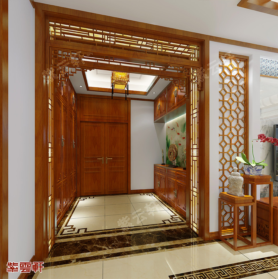中式平层玄关装修