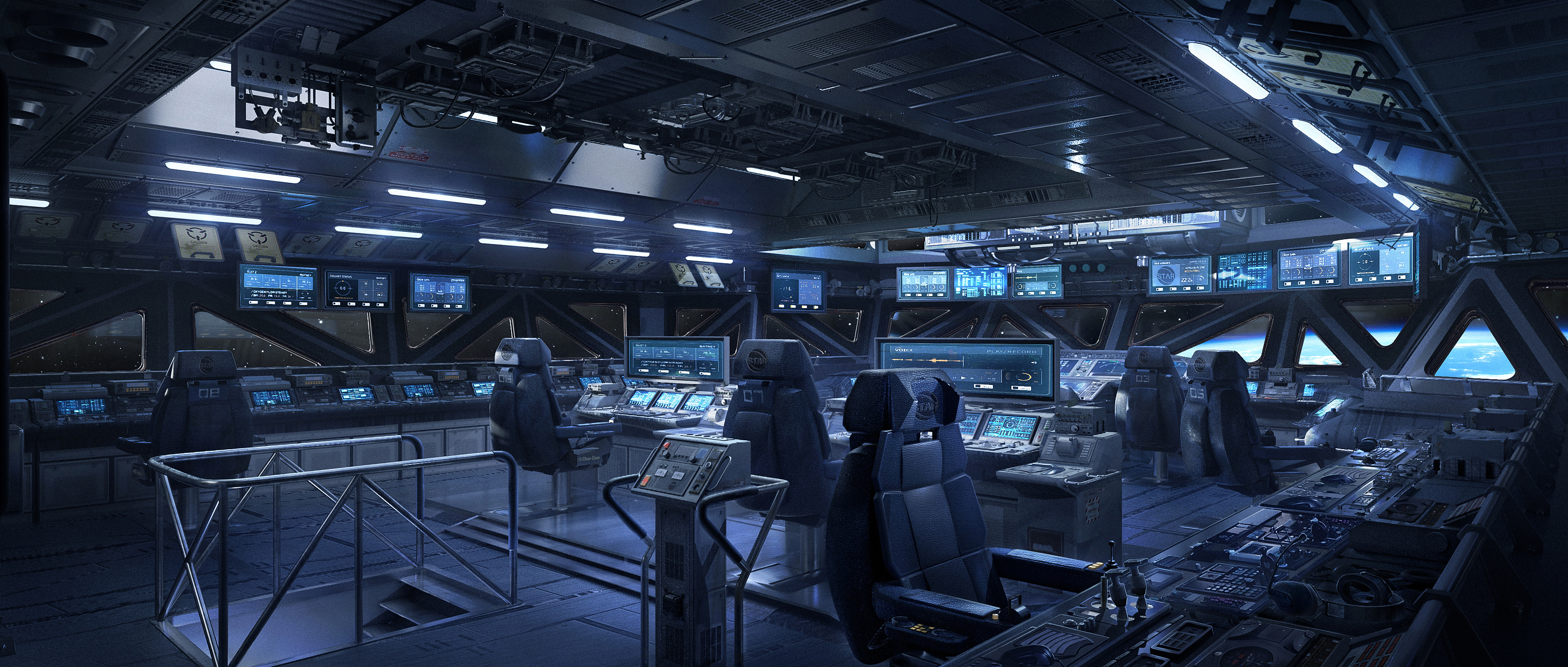 科幻未来 2055年 新星号探索飞船 场景概念设计