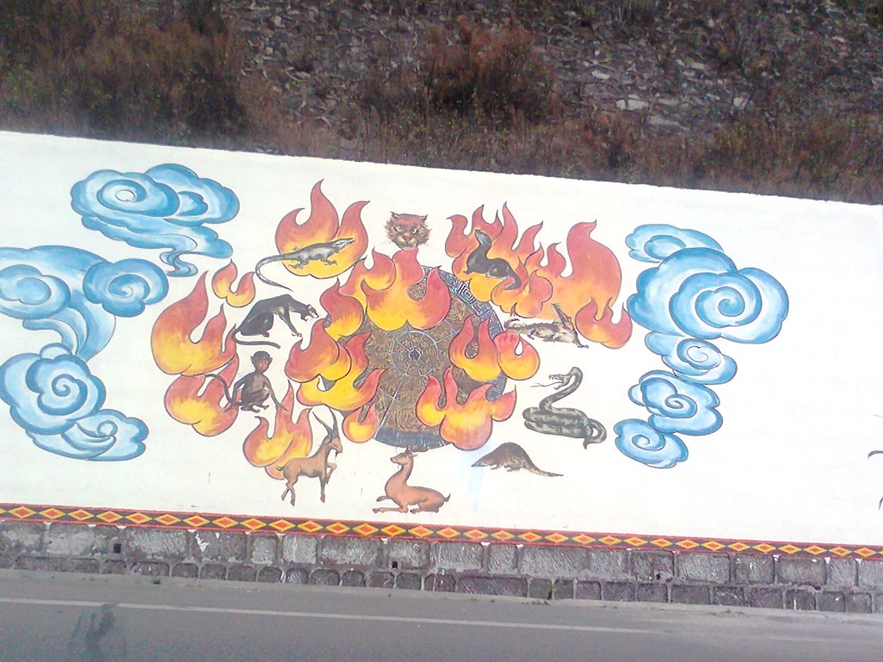 楚雄墙体彩绘楚雄墙画手绘壁画彝族文化墙体彩绘墙画