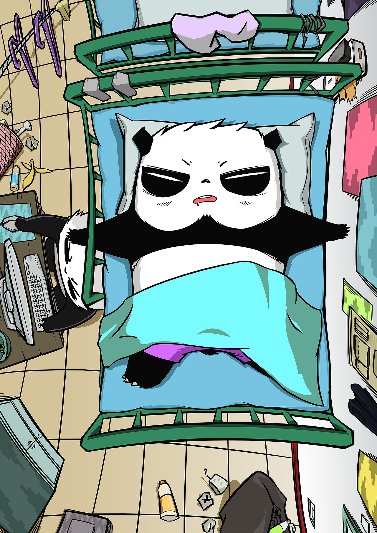 熊猫大学生活插画