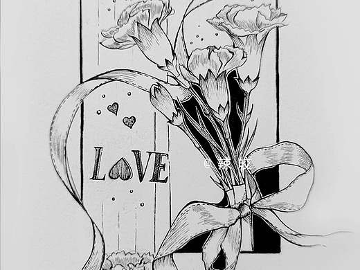 原创手绘线描作品 | 康乃馨