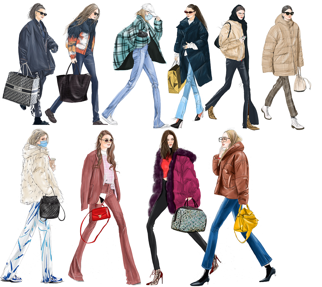 2020年100幅时尚搭配插画（图ZMjM4MTQwMDg0） - 创作习作 - 站酷设计师XunxunMissy本人原创素材 - 站酷ZCOOL