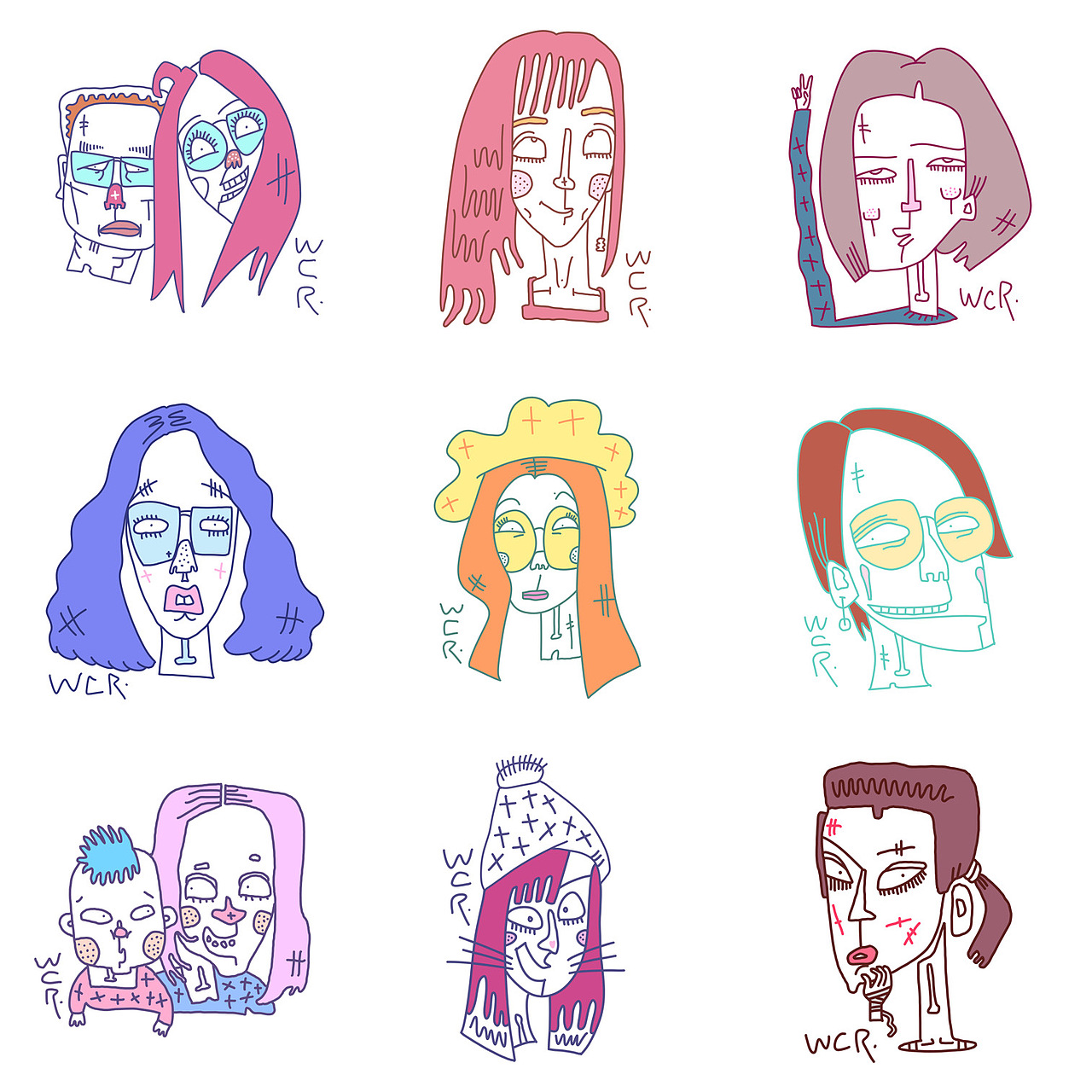 FaceDoodle/怪相涂鸦/丑叔WCR（图ZMTk3ODkxMjQw） - 新锐潮流插画 - 站酷设计师王晨睿原创素材 - 站酷ZCOOL