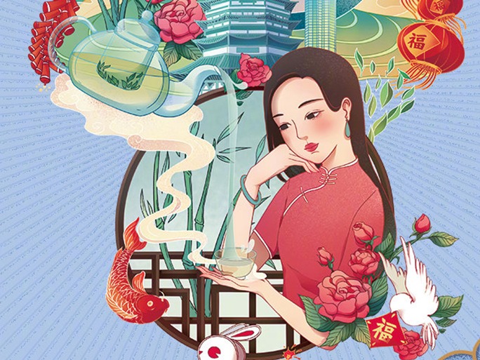 蒙牛&中国国家地理  新国风插画海报