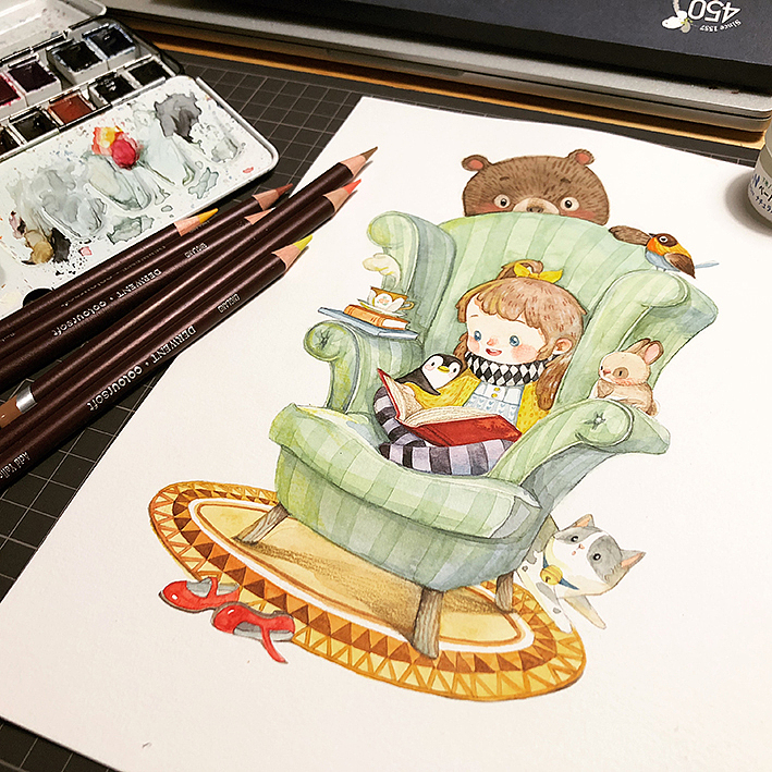 讲故事时间（图ZMTAyMjkxMzAw） - 儿童插画 - 站酷设计师小可酱的大提琴原创素材 - 站酷ZCOOL