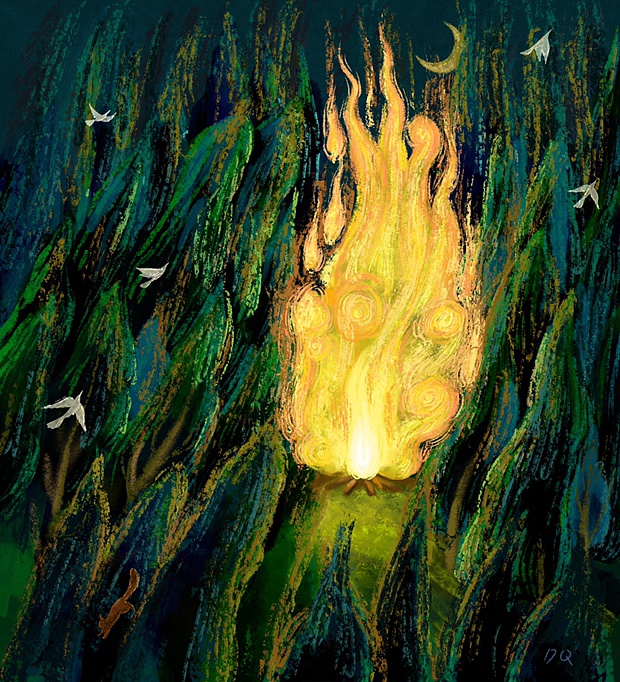 诗歌插画《烧毁记忆》（图ZMzQ1NjU2MDI4） - 艺术插画 - 站酷设计师旦花野原创素材 - 站酷ZCOOL