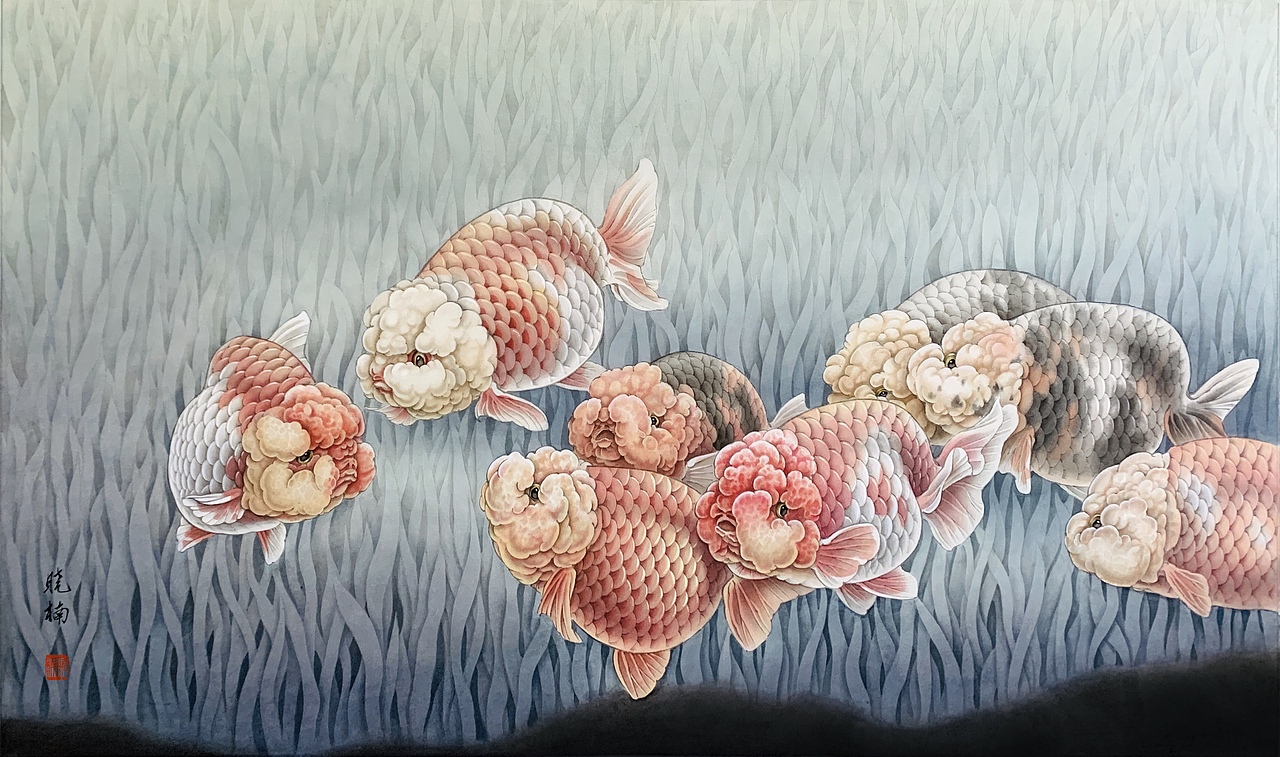 工笔兰寿金鱼_新染画室-站酷zcool