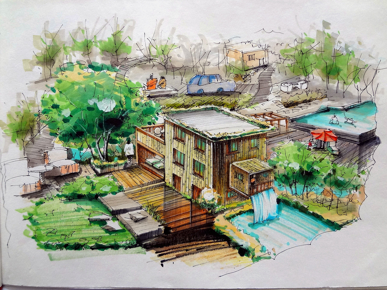 仿生别墅设计手绘