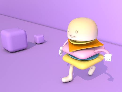 C4D-可爱的汉堡小人动画