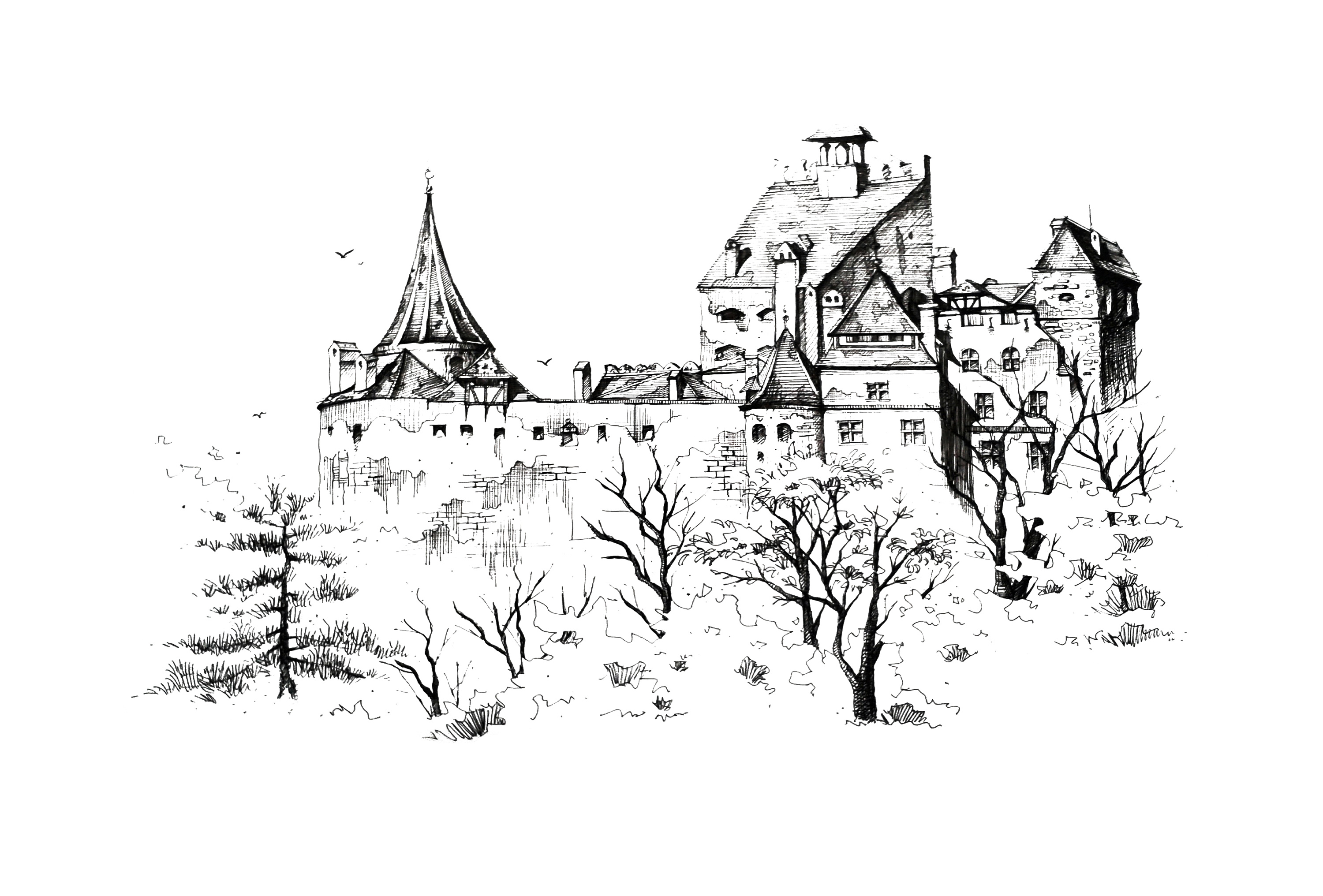 手绘建筑(签字笔)