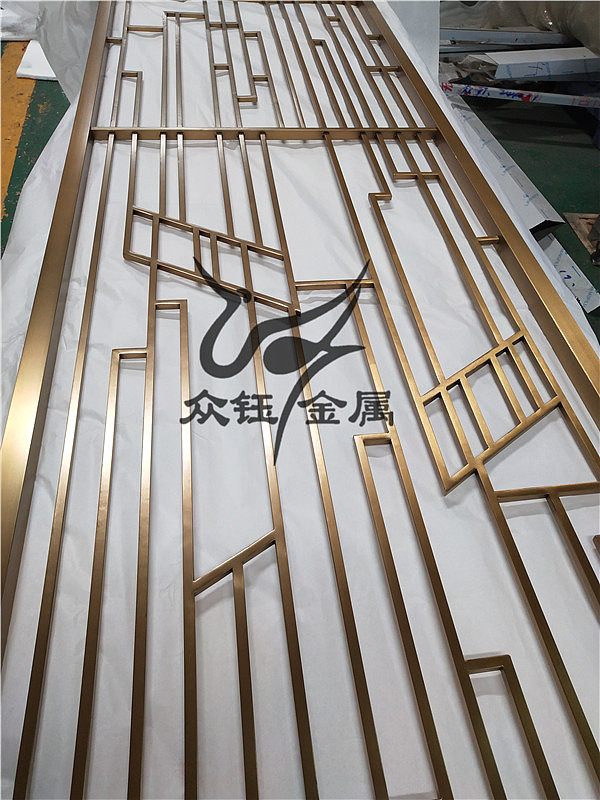 装修工程不锈钢屏风 别墅玄关酒店玫瑰金艺术隔断定制