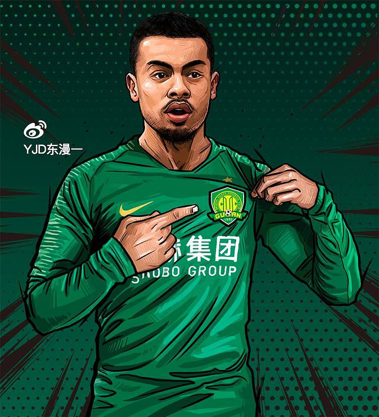 电脑手绘北京国安2019新引进的6位球星插画