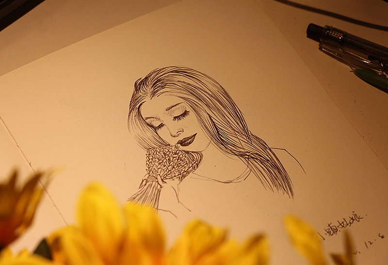 做一枚淡淡的女子(第二季--黑圆珠笔的手绘画)