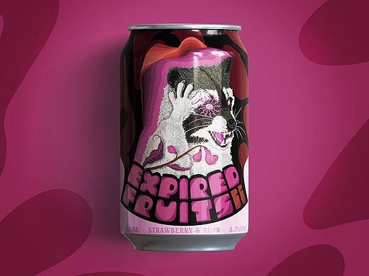 Expired Fruits(“过期水果”)预调酒的易拉罐包装设计