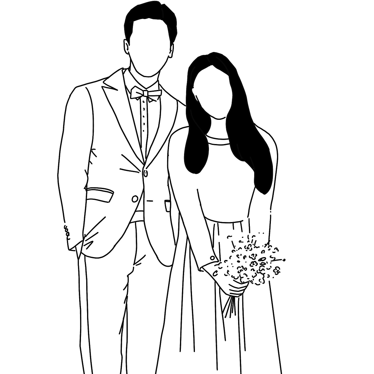 ☺️勾线速涂黑白简笔画风格练习☺️