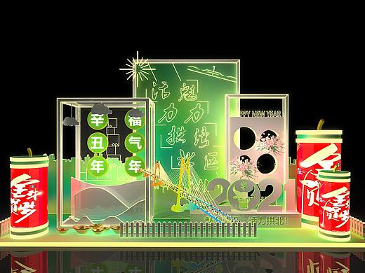 拱北新年美陈设计3D效果图