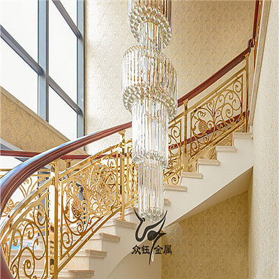 广西横县酒店精雕铝板雕花楼梯护栏众钰