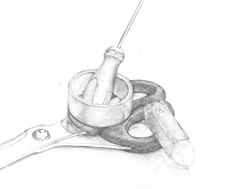 Sewing scissors, electrical tape, and used eraser