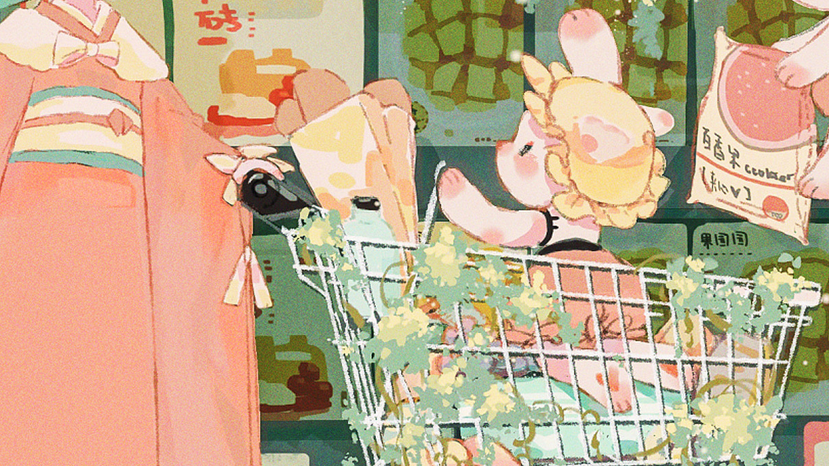 治愈系插画《春日集会》系列part02树藤超市大采购（图ZMjUxOTgyNzc2） - 儿童插画 - 站酷设计师不跳电小狗导导原创素材 - 站酷ZCOOL