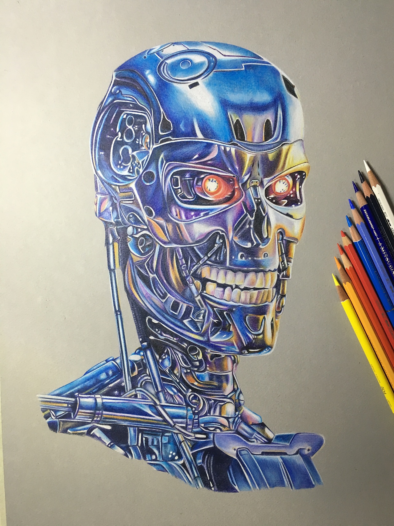彩铅画终结者机器人