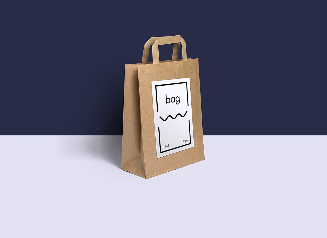 牛皮纸购物手提袋样机素材模板展示效果premiummockup
