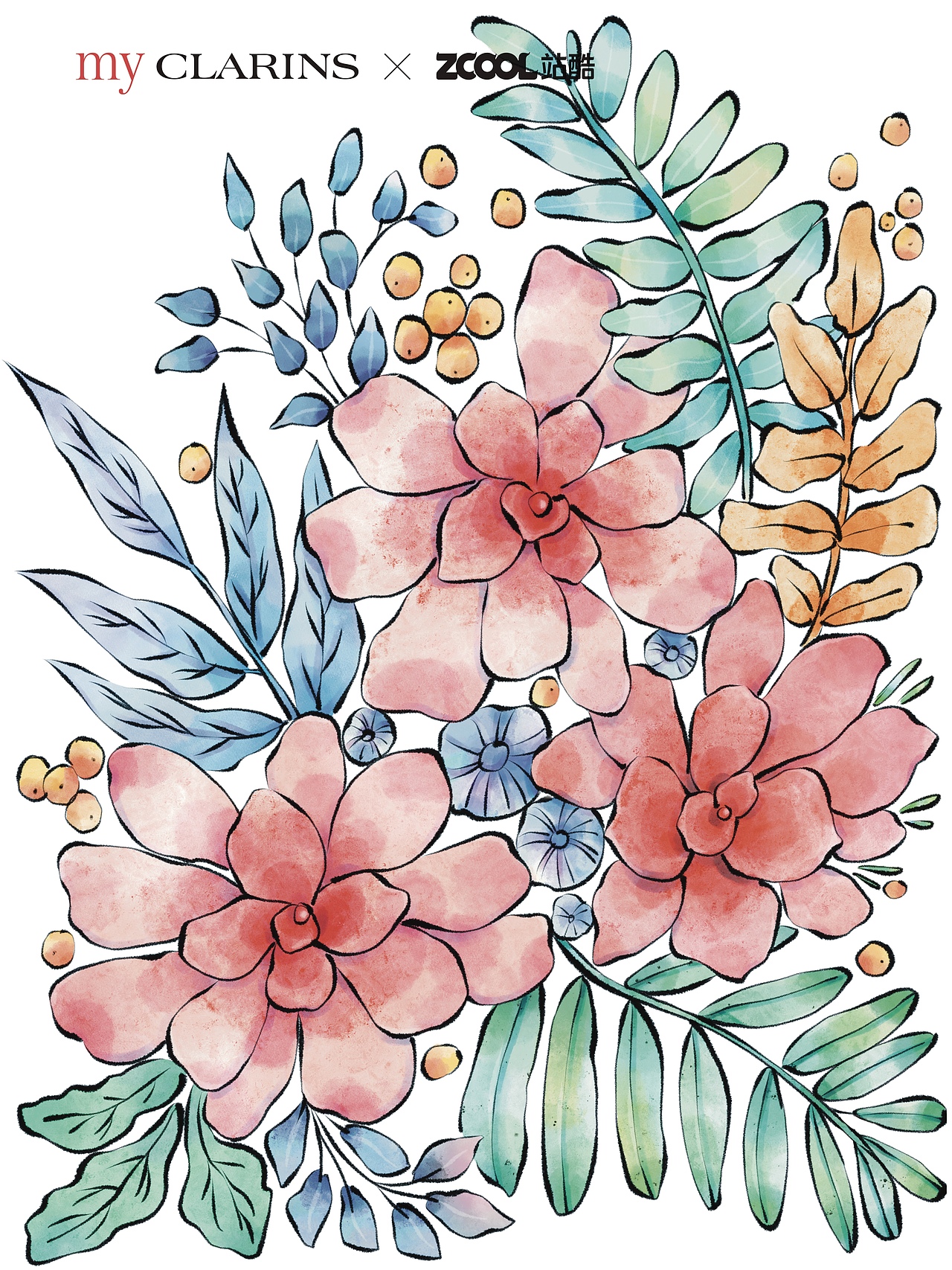 #my CLARINS 寻找天然肌# 含苞盛放（图ZMjk0MDIzMzE2） - 商业插画 - 站酷设计师Flankie原创素材 - 站酷ZCOOL