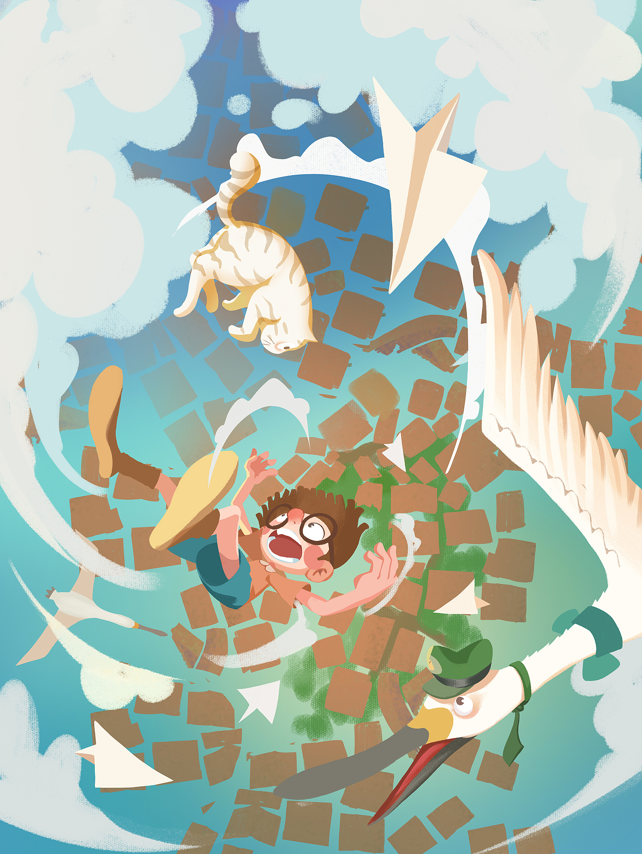 《不可思议的梦—坠落》|插画|儿童插画|肥猫牛奶_原创作品-站酷zcool