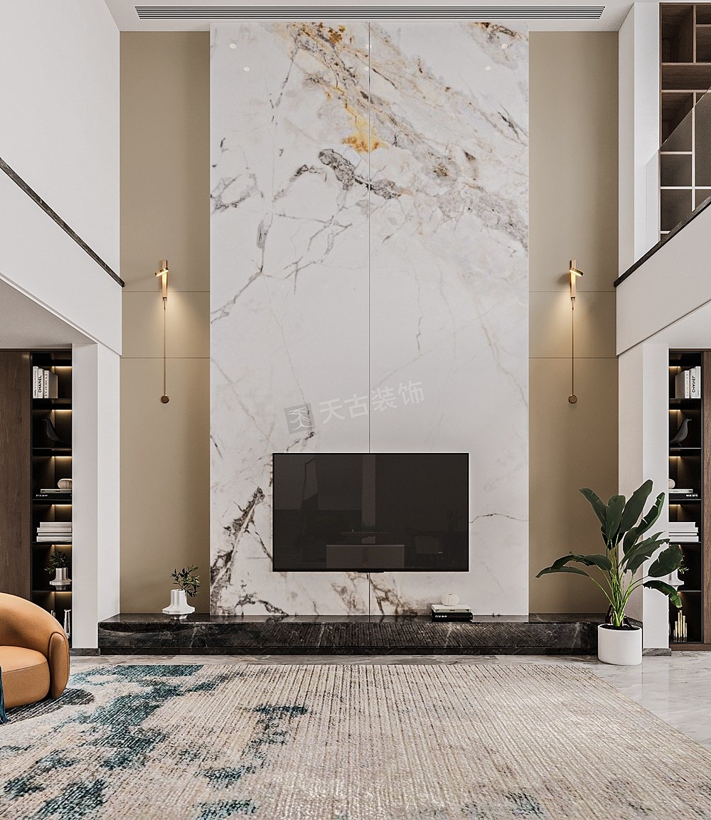 公园大道上府装修方案,现代简约风格户型设计,天古装饰