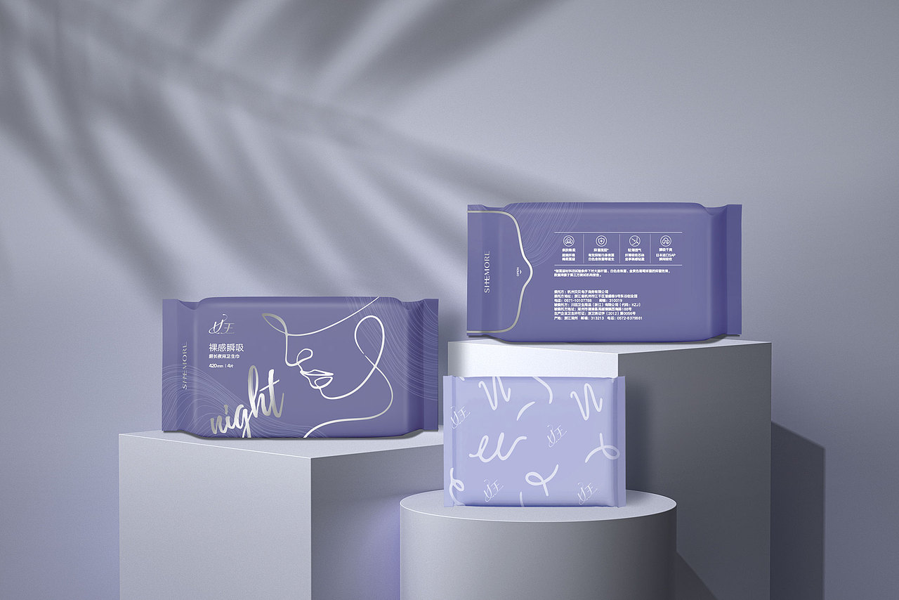 SHEMORE 女王系列裸感瞬吸卫生巾 包装设计