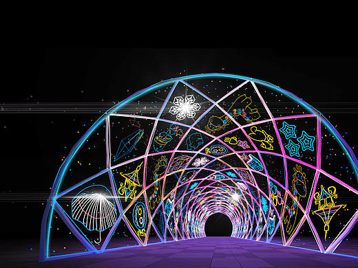 “万花筒”灯光长廊美陈