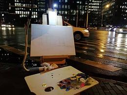 晚上下雨天写生