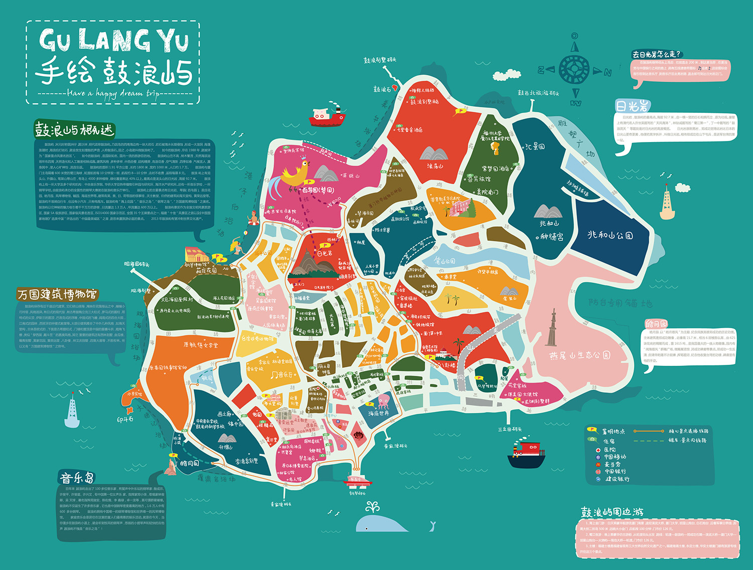 鼓浪屿手绘地图