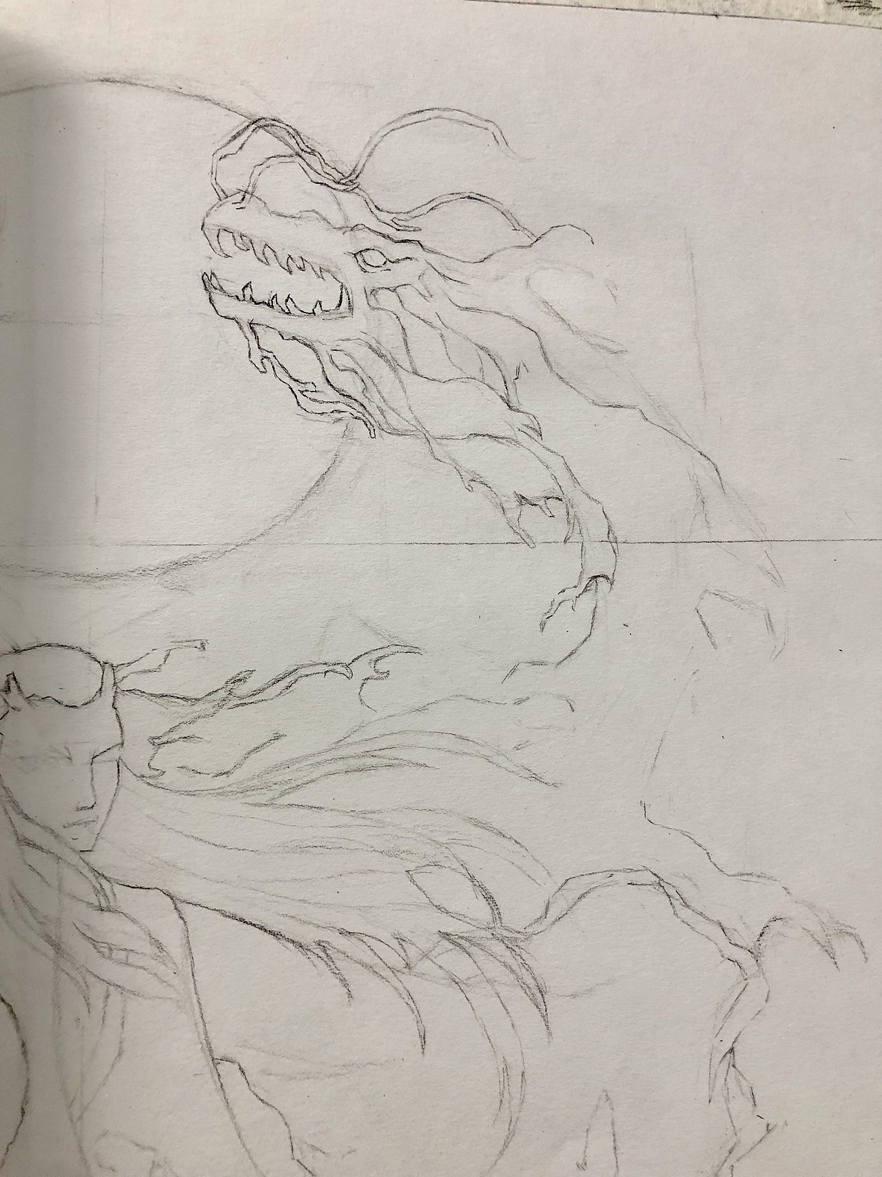 手绘素描速写,哪吒之 敖丙 海报临摹黑白