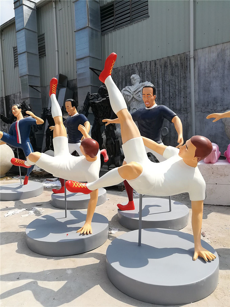 仿球星人物Q版玻璃钢运动主题雕塑足球队员C罗梅西摆件