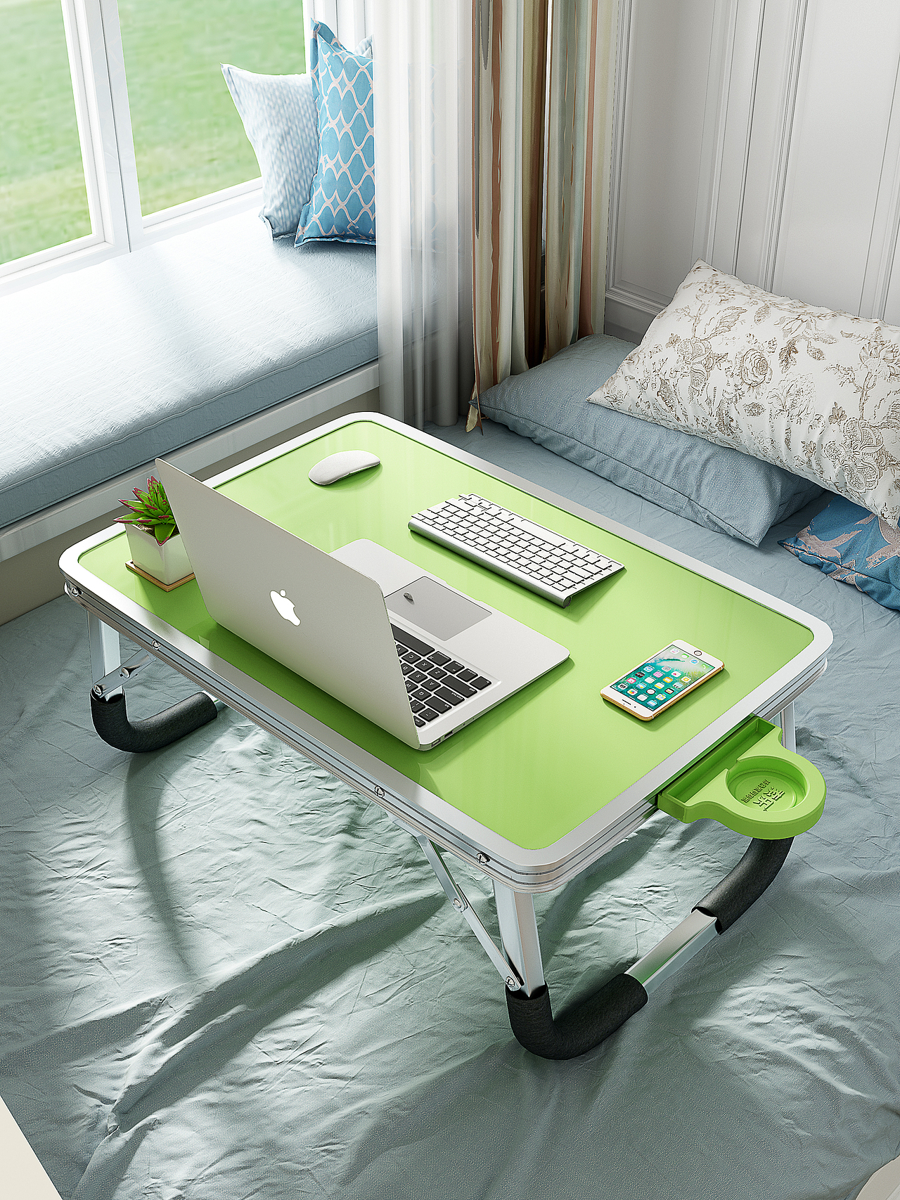 产品放在榻榻米床边还是很温馨的,床单的褶皱调了很久