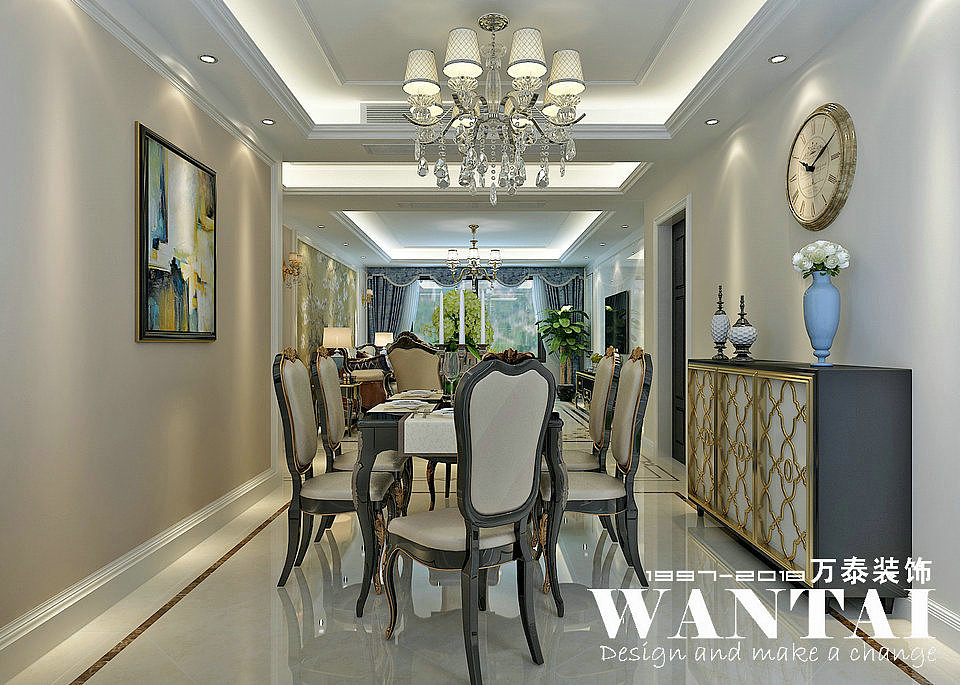 泰安鲁商中心167m²简欧风格装修效果图—设计师马文文