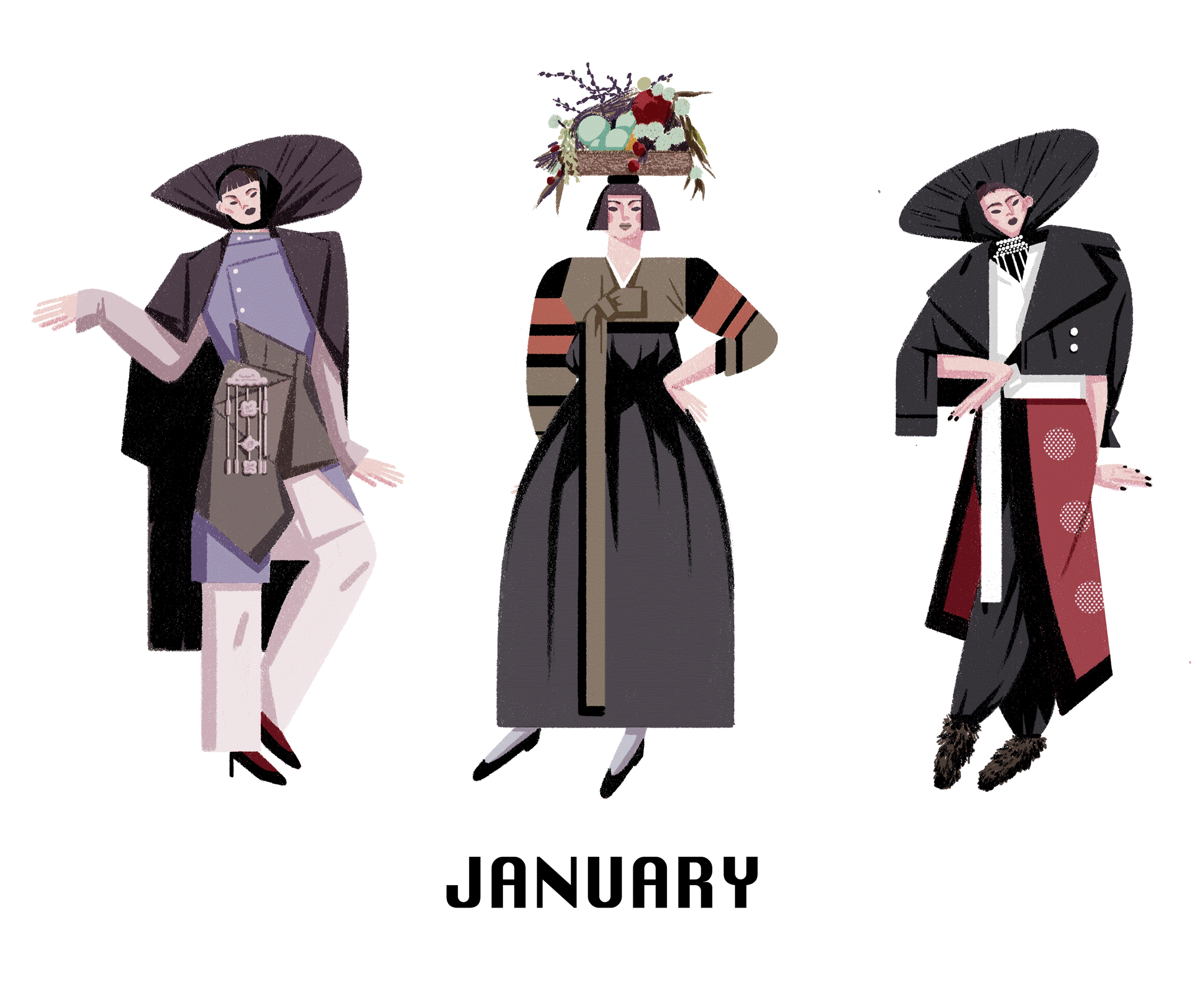 12 MONTH'S APPAREL（图ZMTg2MzYyNzMy） - 商业插画 - 站酷设计师王雪曈Tong原创素材 - 站酷ZCOOL