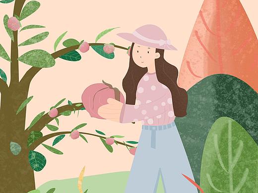 摘桃的小女孩（個(gè)人主頁-ZNTIzMzI1ODA=） - 商業(yè)插畫 - 站酷設(shè)計(jì)師Z13224912原創(chuàng)素材 - 站酷ZCOOL