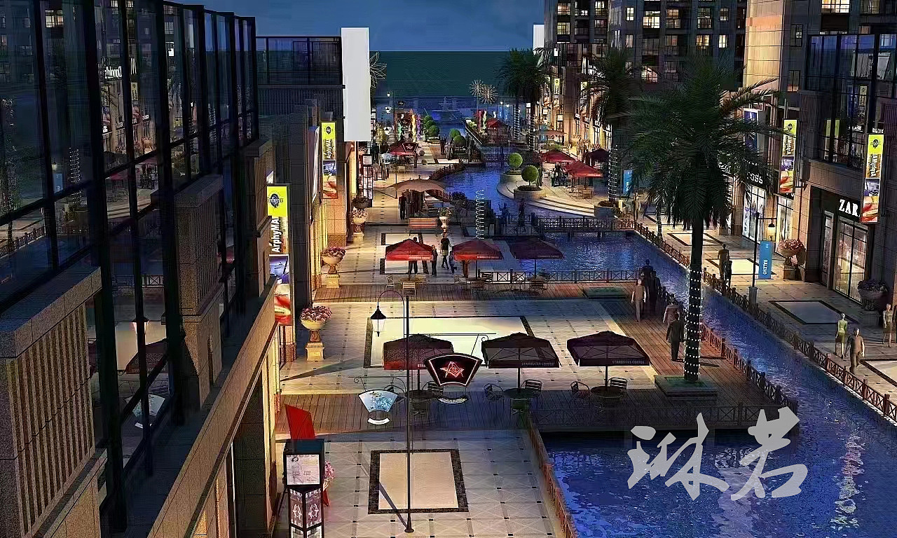 室外商业街建筑外立面效果图