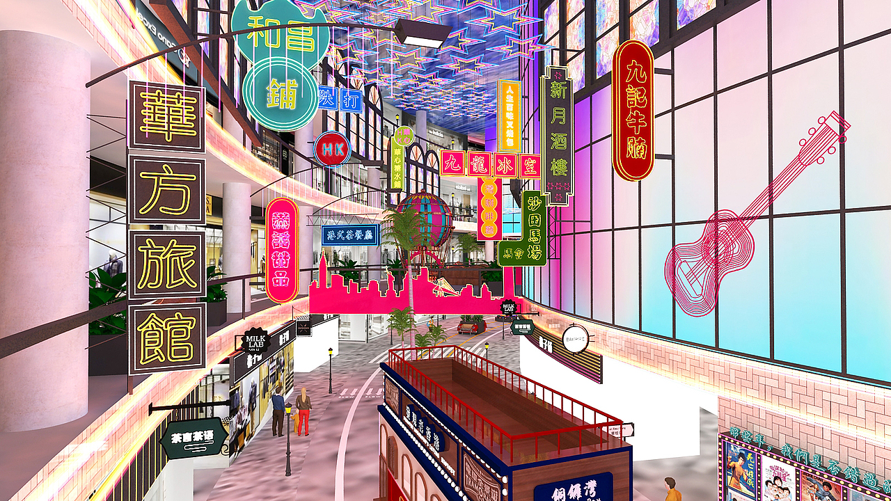 现代港风商业街空间美陈设计