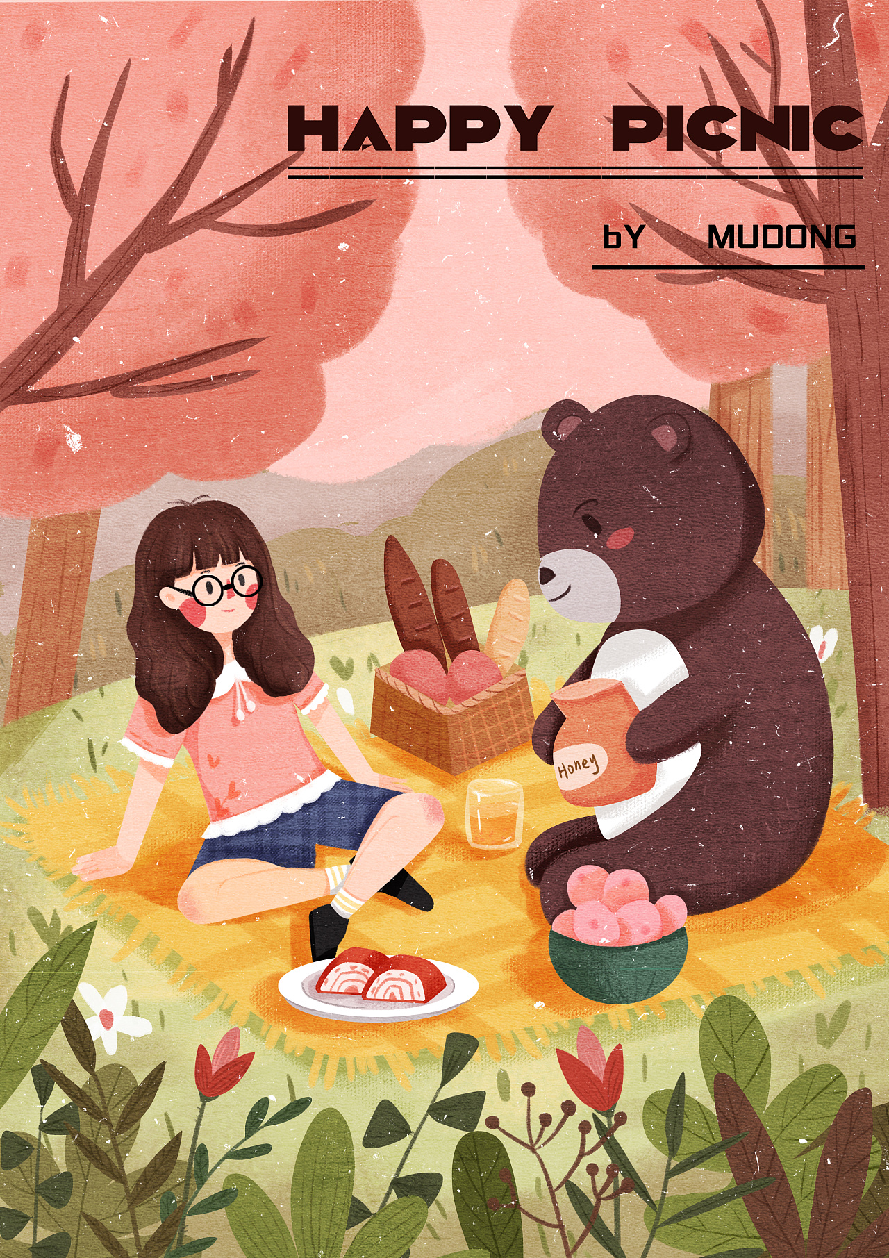 室外偏平插画--野餐