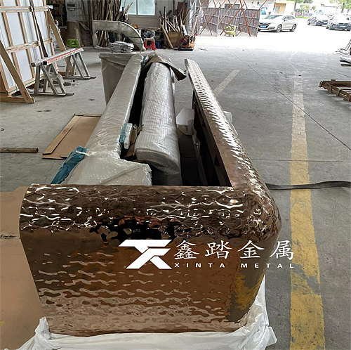 玫瑰金红镜面水波纹吧台、酒店前台不锈钢接待台系列