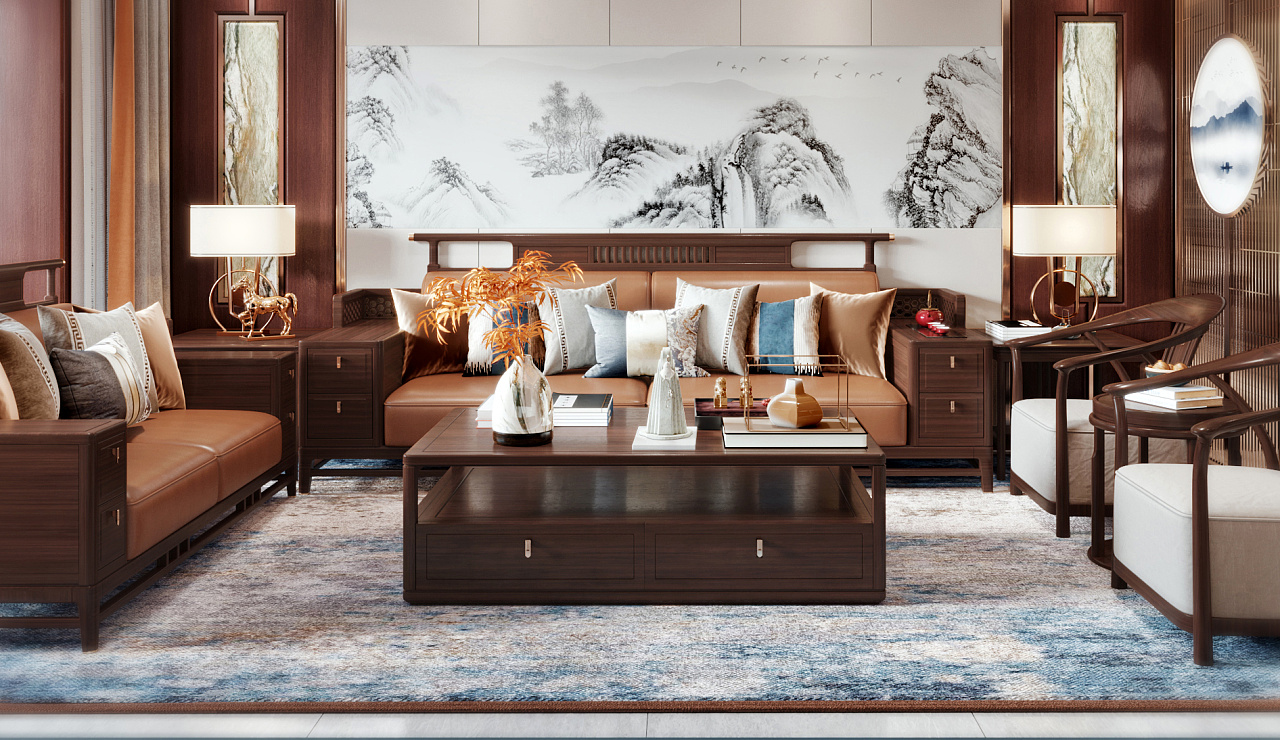 一套新中式家具展示|空间|家装设计|阿文精工 - 原创作品 - 站酷