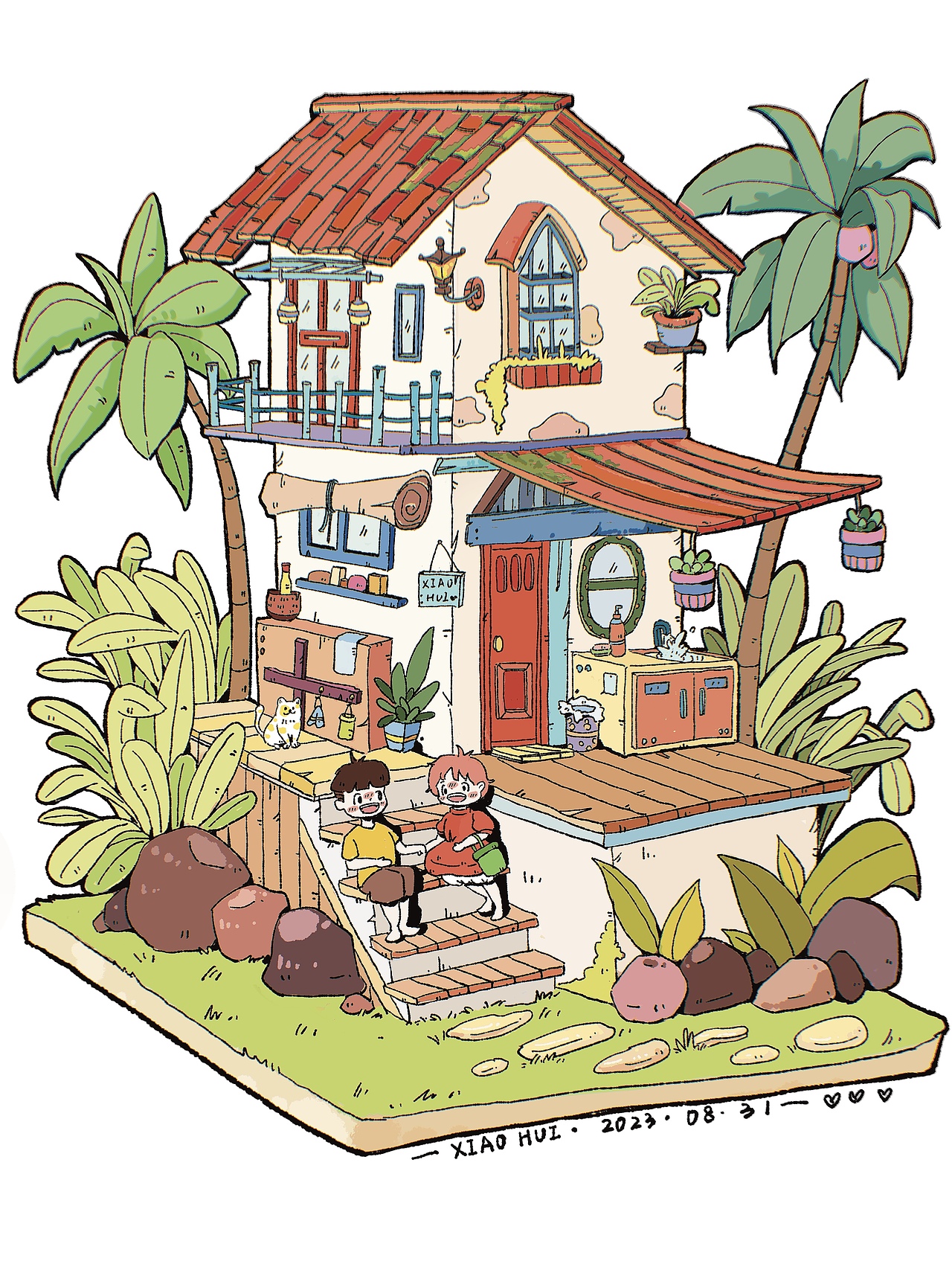 《红屋小镇的新租客》（图ZMzQ5NTg0OTcy） - 商业插画 - 站酷设计师小慧七分甜原创素材 - 站酷ZCOOL