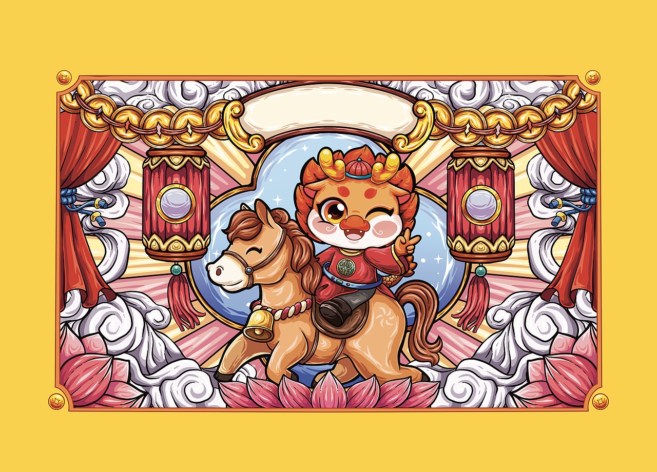 龙年国潮插画系列（图ZMzUyNjU5MjU2） - 商业插画 - 站酷设计师54阿毛呀原创素材 - 站酷ZCOOL