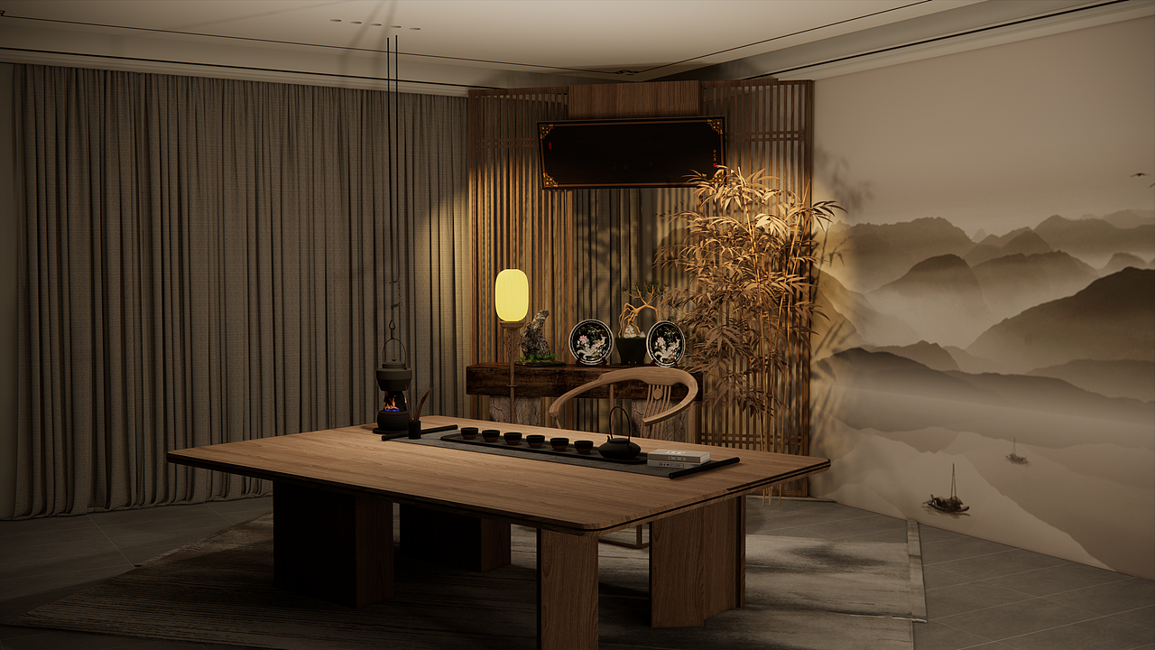 【传统工艺直播间】茶艺古色古香直播场景升级（图ZMzQ4MTU3NzIw） - Architecture/Interior - 站酷设计师场景师Malcolm原创素材 - 站酷ZCOOL